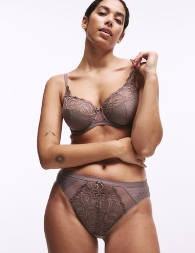 3pk Amelia Lace High Leg Knickers.