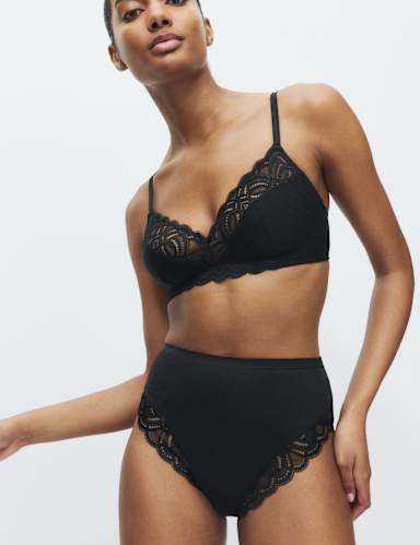 2pk Amelia Lace Cotton Rich Shaping Knickers.