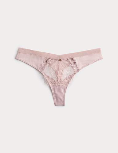 Saffron Satin & Lace Thong.