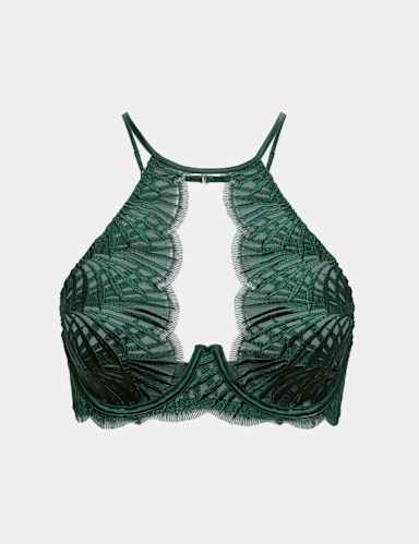 Reverie Embroidery High-Neck Plunge Bra A-E.