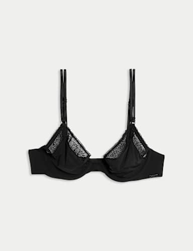 Boston Microfibre Lace Trim Wired PlungeBra.