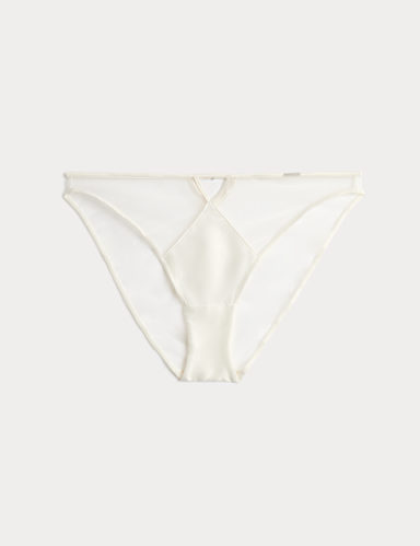 Satin & Mesh High Leg Knickers.