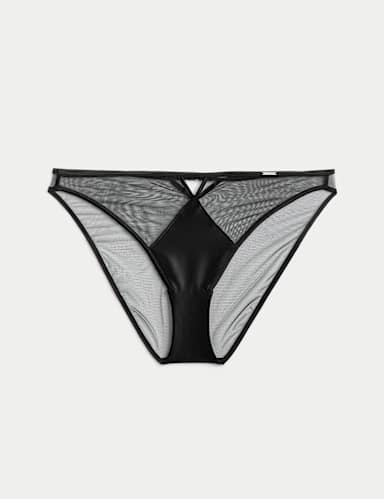 Satin & Mesh High Leg Knickers.