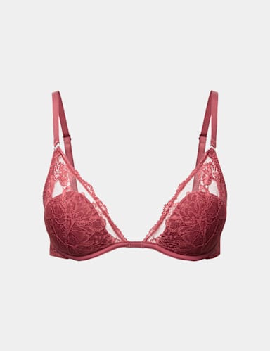Savannah Lace Wired Plunge Bra A-E.