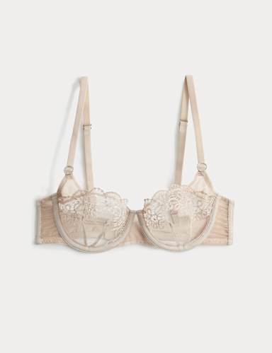 Seoul Embroidery Mesh Wired Balcony Bra (A-E).