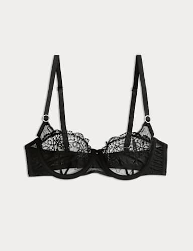 Seoul Embroidery Mesh Wired Balcony Bra (A-E).