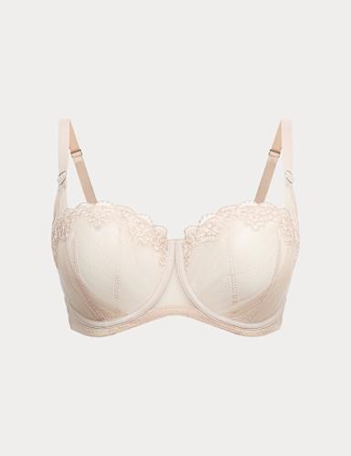 Seoul Embroidery Mesh Wired Balcony Bra (F-H).