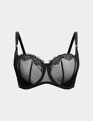 Seoul Embroidery Mesh Wired Balcony Bra (F-H).