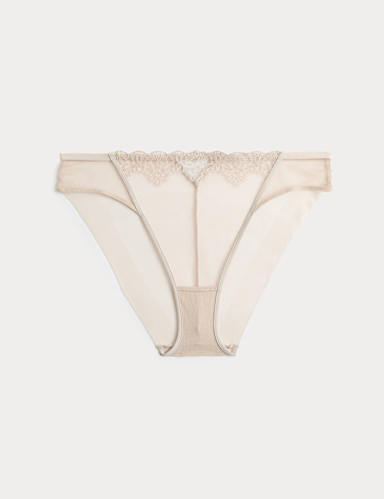 Seoul Embroidery Mesh High Leg Knickers.