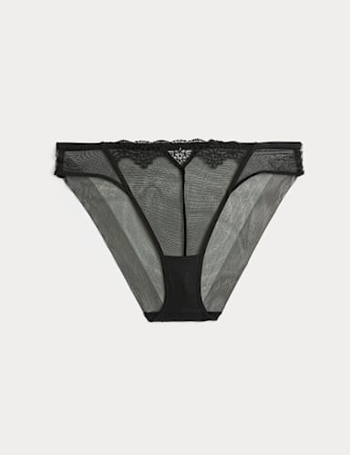 Seoul Embroidery Mesh High Leg Knickers.