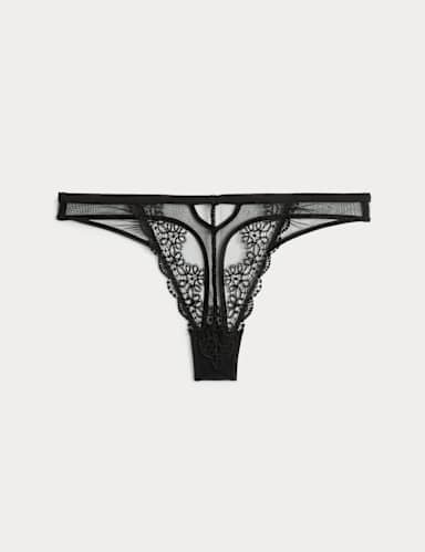 Seoul Embroidery Mesh Thong.