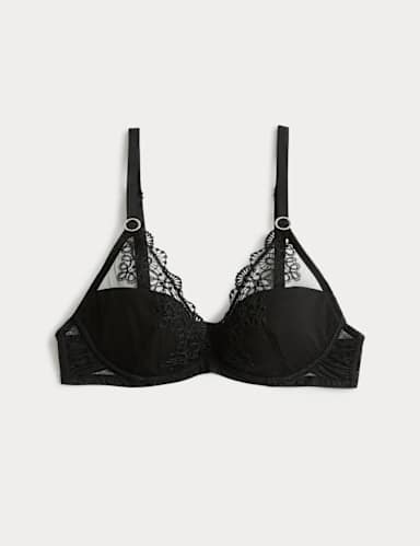 Seoul Mesh Embroidery Wired Plunge Bra (A-E).