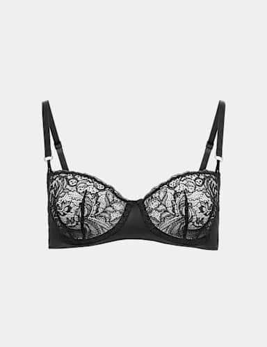 Lace with Silk Wired Balcony Bra A-E.