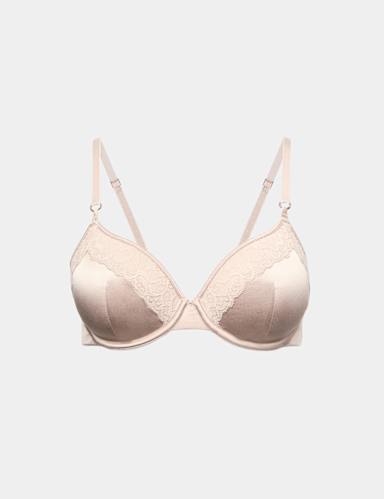 Silk & Lace Wired Demi Cup Bra A-E.