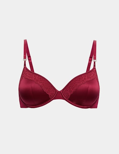 Silk & Lace Wired Demi Cup Bra A-E.