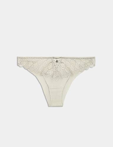 Embroidered Mesh Back Brazilian Knickers.