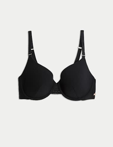 Rib & Lace Wired Full Cup Lounge Bra A-E.