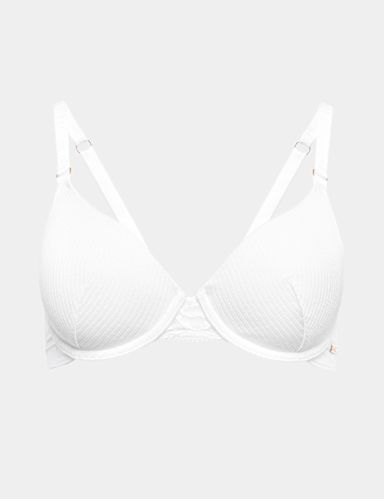 Rib & Lace Wired Full Cup Lounge Bra A-E.