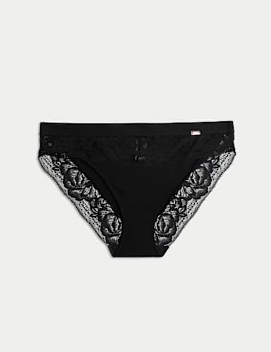 Lounge Rib & Lace High Leg Knickers.