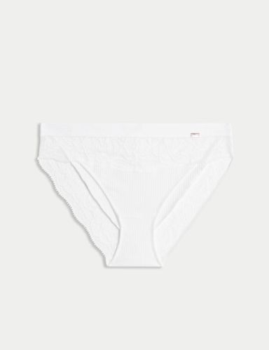 Lounge Rib & Lace High Leg Knickers.