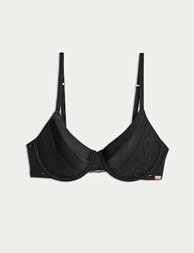 Silk & Lace Wired Demi Cup Bra (A-E).