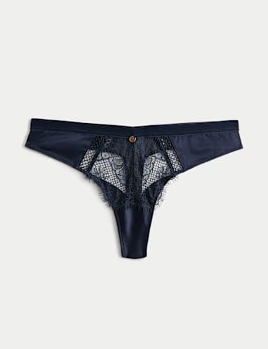 Saffron Satin & Lace Thong.