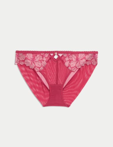 Passion Flower Embroidery High Leg Knickers.
