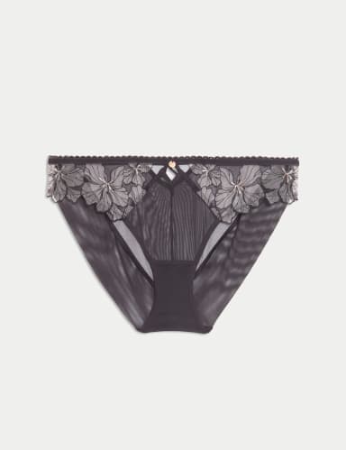 Passion Flower Embroidery High Leg Knickers.