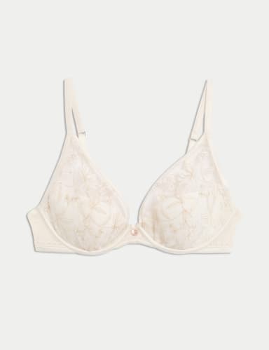 Trousseau Embroidery Wired Plunge Bra (A-E).