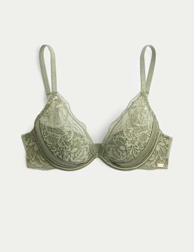 Silk & Lace Wired Plunge Bra A-E.