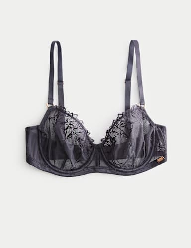 Lisianthus Embroidery Wired Balcony Bra A-E.