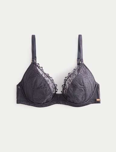 Lisianthus Embroidery Wired Plunge Bra A-E.