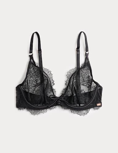 Forget Me Not Lace Wired Plunge Bra (A-E).