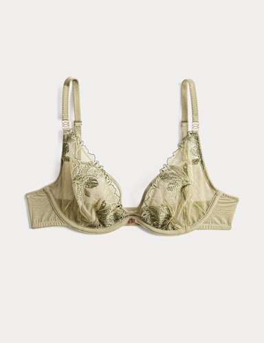 Ianthe Embroidery Wired Plunge Bra (A-E).