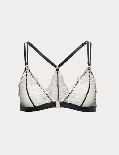 Flora Embroidered Front Fastening Bralette (A-E).