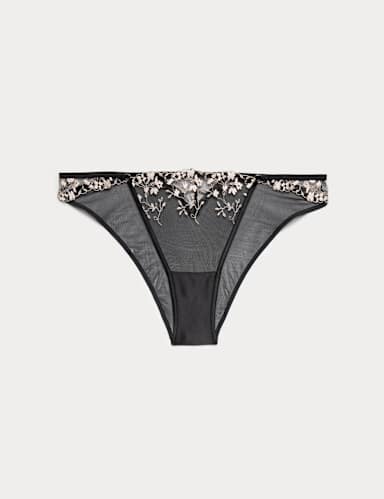 Flora Mesh Embroidered Brazilian Knickers.