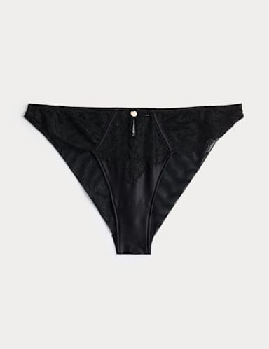 Liana Satin & Lace High Waisted Brazilian Knickers.