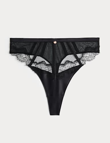 Liana Satin & Lace High Waisted Thong.