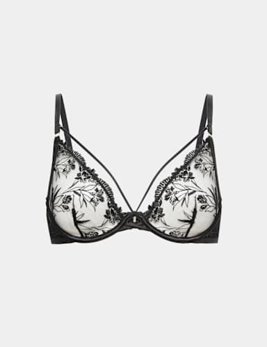 Alessia Embroidered Wired Plunge Bra B-E.
