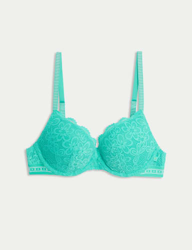 Cleo Lace Wired Push Up Plunge Bra A-E.
