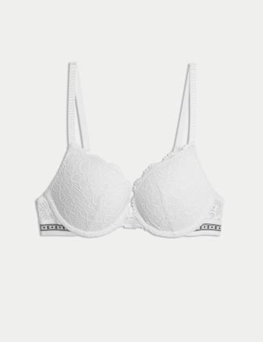 Cleo Lace Wired Push Up Plunge Bra A-E.