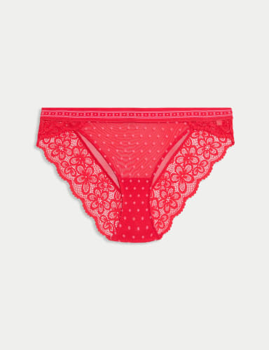 Alma Flock & Lace Bikini Knickers.