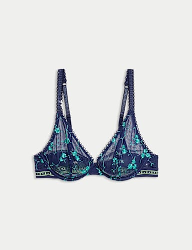 Karina Embroidery Wired Plunge Bra (A-E).
