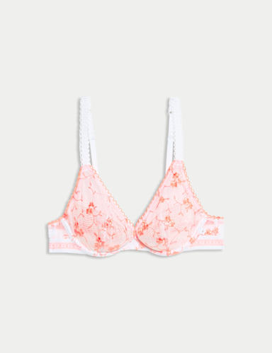 Karina Embroidery Wired Plunge Bra (A-E).