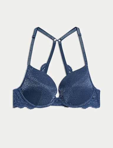 Hanna Glossie Wired Push-Up Plunge Bra (A-E).