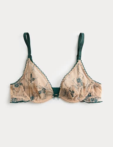 Helena Embroidery Wired Plunge Bra (A-E).