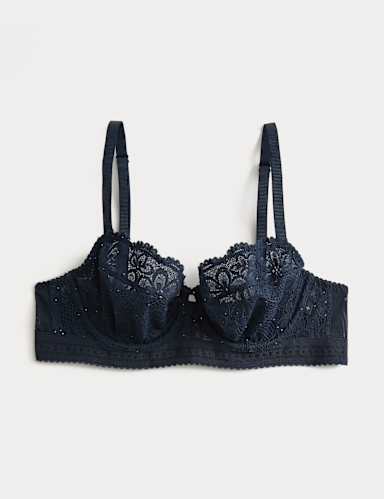 Cleo Sequin Lace Wired Balcony Bra (A-E).