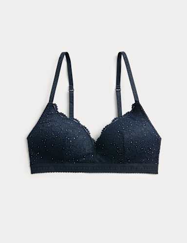 Cleo Sequin Lace Non Wired Plunge Bra.