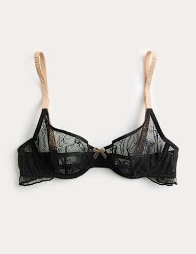 Helena Embroidery Wired Demi Cup Bra (A-E).