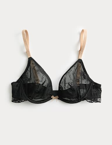Helena Embroidered Wired Plunge Bra (A-E).
